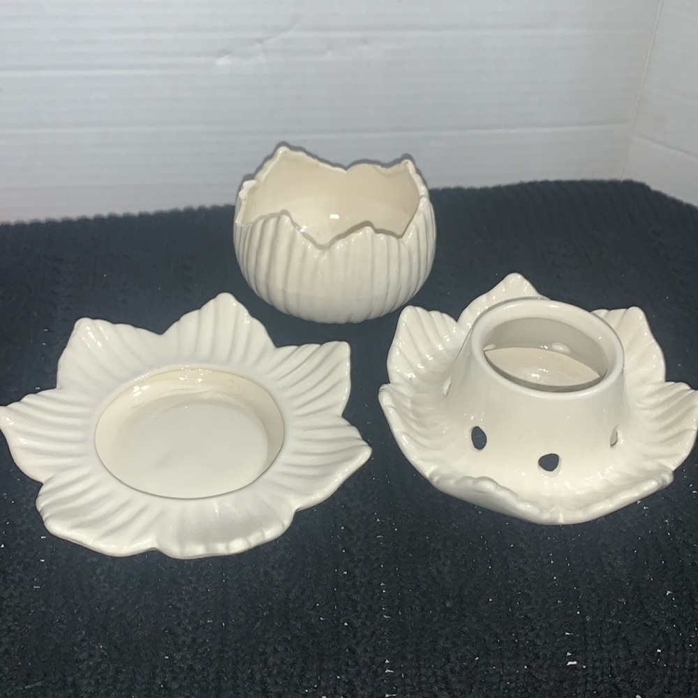 3 piece Set Vintage Ironstone Lotus Design pottery